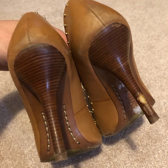 Michael Kors Brown Peep Toe Heel Size 7 - Picture 2 of 4